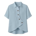 thumbnail image 6 of 2026 Womens Button-front Henley Shirts Lightweight Collared Plain Elbow Sleeve Clothes Top Dressy Vacation Casual Summer Outfits, 6 of 6