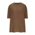 thumbnail image 4 of Womens Short Sleeve Ribbed Sweater Crew Neck Summer Soft Casual Pullover Top, 4 of 5