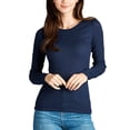 thumbnail image 6 of KOGMO Womens Longsleeve Plain Basic Crew Neck Cotton Thermal T Shirt Top (S-3X), 6 of 7