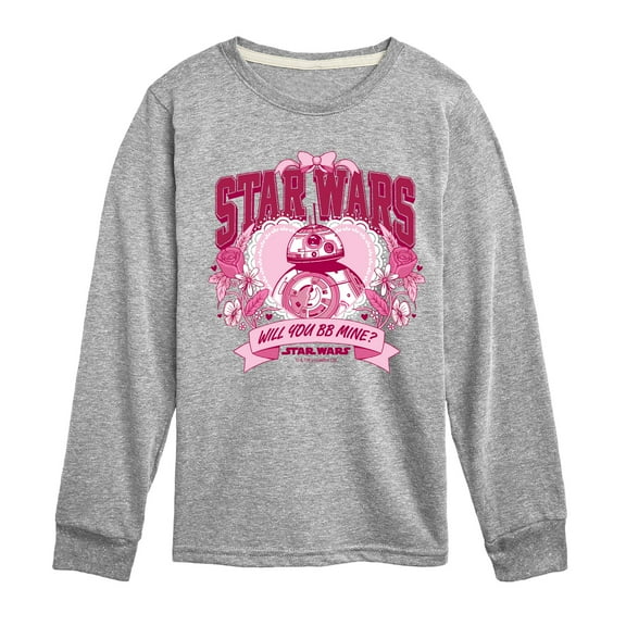 Star Wars - Valentine Bb8 Yoda and friends Collegiate - Toddler And Youth Long Sleeve Graphic T-Shirt