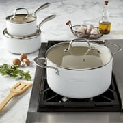 Denmark Tools for Cooks 10 Piece Monaco Nonstick Aluminum Cookware Pots Pans Set, White
