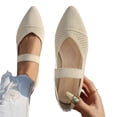 thumbnail image 5 of Viluyesy Flats for Womens, Knit Breathable Wide Width Pointed Toe Comfort Dressy Office Ballet Flats Beige US7.5, 5 of 8
