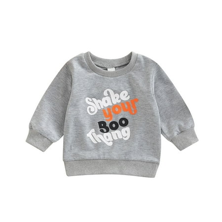 

Xingqing Toddler Baby Girls Boys Halloween Sweatshirt Long Sleeve Letter Print Tops Casual Pullover 3-4 Years