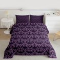 thumbnail image 2 of Feelyou Damask Flower Teen Queen Comforter Set, Purple Butterfly Bedding Set, 3pcs, 2 of 8