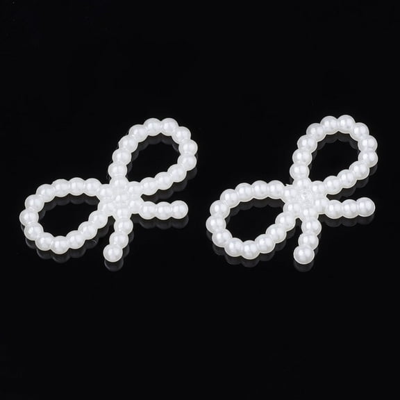 500pcs Plastic Imitation Pearl Links Bowknot Creamy White 17x30x3mm Hole: 6x9.5mm