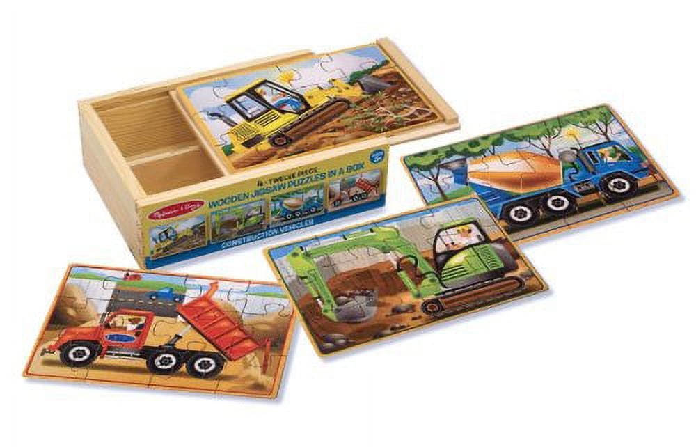  Melissa & Doug Construction Vehicles 4-in-1 Wooden Jigsaw  Puzzles in a Box (48 pcs) - FSC-Certified Materials : Melissa & Doug:  Everything Else