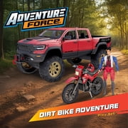 Adventure Force Free Wheeling Dirt Bike Adventure Playset with RAM Red Metal Truck, Child 3 and up
