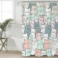 thumbnail image 2 of Small Stall Shower Curtain 36x78 Inch Narrow Half Size Cartoon Cat Bath Curtains Bathroom Decor Funny Cute Colorful Animal Pet Waterproof Fabric Shower Curtain Set with Hooks 36 Inch, 2 of 6