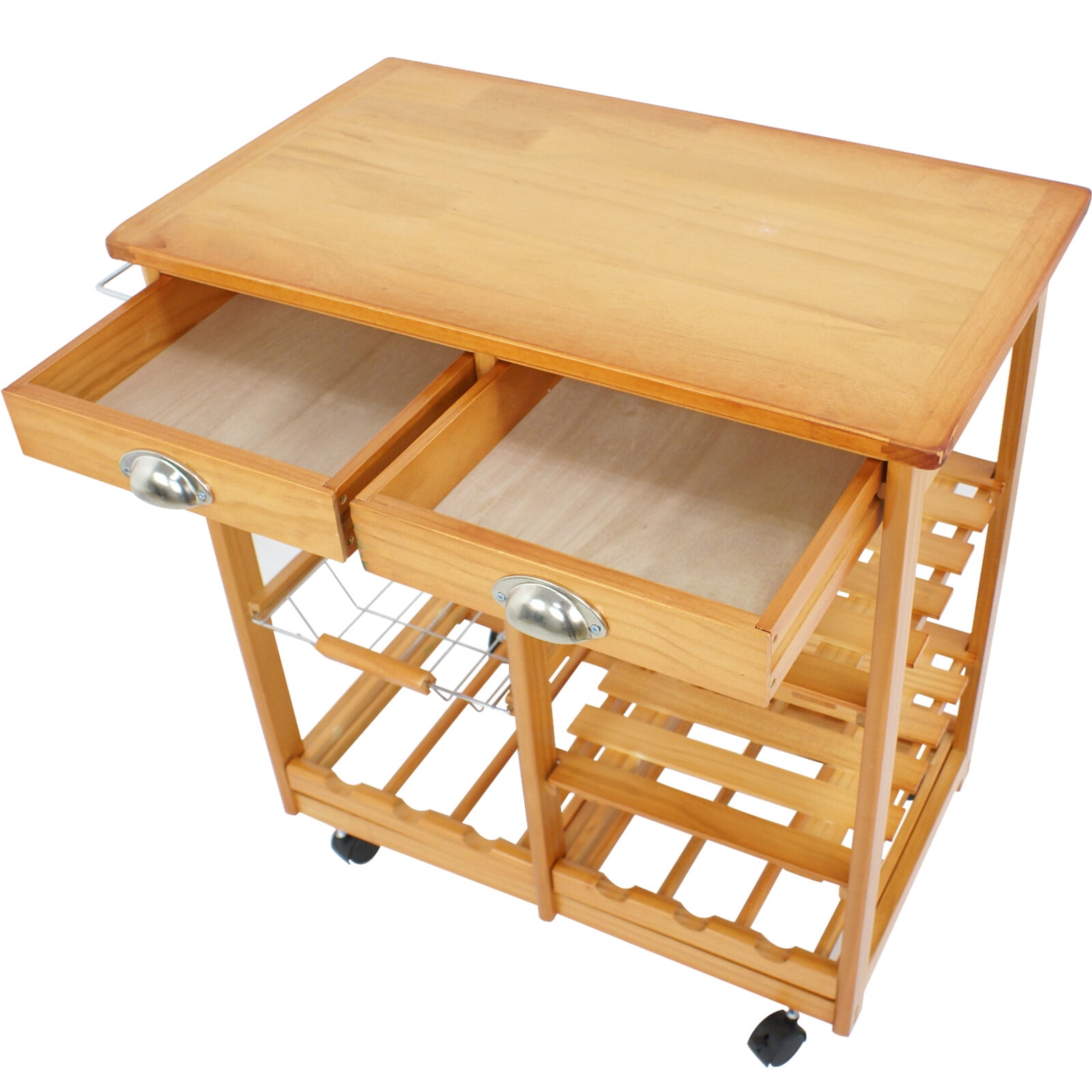 HomGarden 4-tier Rolling Kitchen Island Cart Wood Mobile Trolley Storage Utility Cart Beige