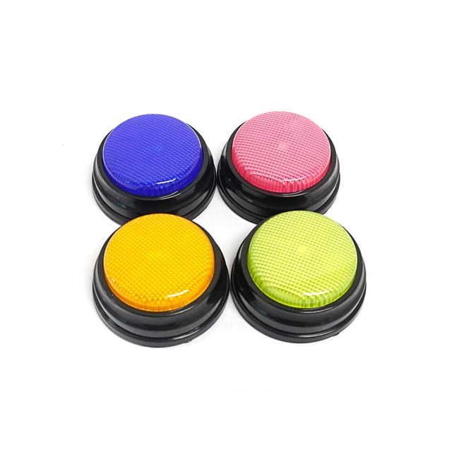 Methold Grabable que habla Mascotas Entrenamiento Grabación de voz Botón de sonido Juguete Botones de respuesta Practicar juguetes para dormitorio Suministros para perros Conjunto de 4 colores Methold PT004186-03