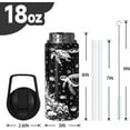 thumbnail image 2 of 18oz Sea Turtle Water Bottles with Flip Straw & Spout Lid, Double Wall Stainless Steel Travel Sport Bottle, Black Gym Gifts for Women Men (1PC), 2 of 6