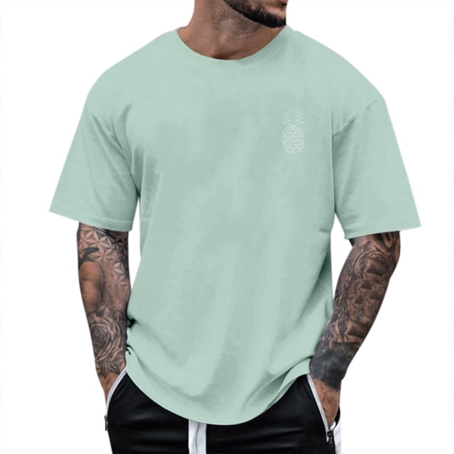 TSADFHJI Chemises à Manches Longues pour Hommes Noël Style Hawaïen Décontracté avec Col Rond Manches Courtes P Vert