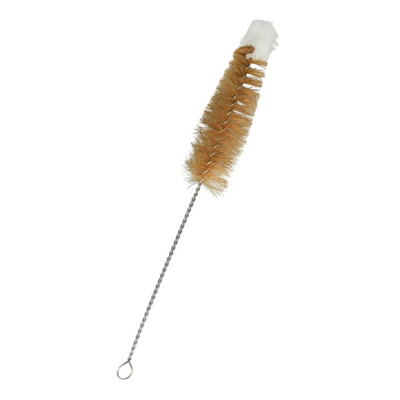 Tapered Bristle Cleaning Brush with Cotton Yarn Tip, 9" - Twisted Stainless Steel Wire Handle - Ideal for 0.6" - 1" Diameter Test Tubes, Bottles, Flasks, Cylinders, Jars, Vases, Cups - Eisco Labs