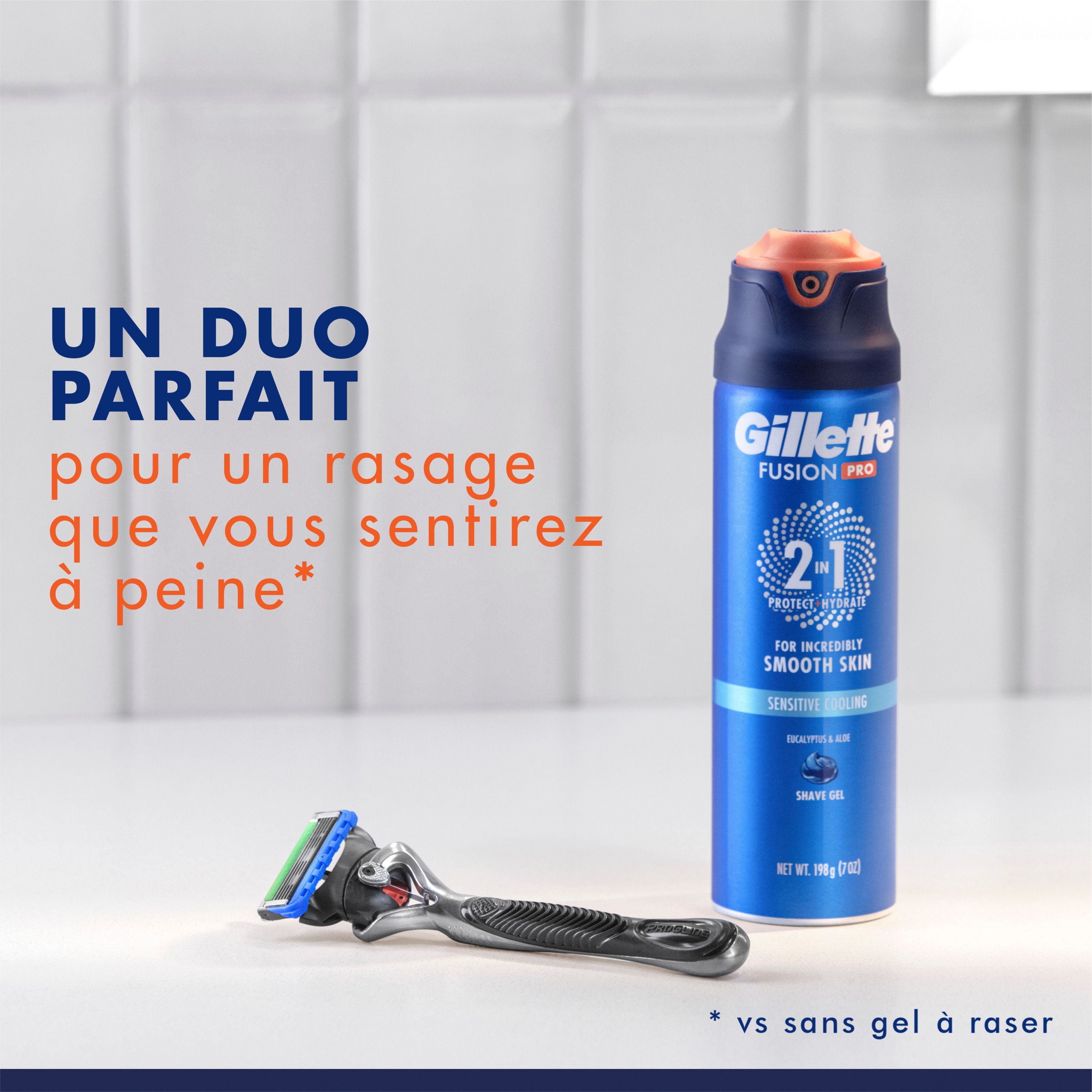 Gillette FusionPro Sensitive Cooling Shaving Gel for Men, 2-in-1 Shave Gel for Men’s Grooming Protects and Hydrates, With Eucalyptus and Aloe Vera., 198G