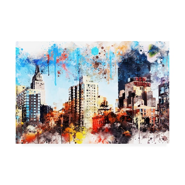 Trademark Fine Art 'Nyc Watercolor Collection - Manhattan Buildings' Canvas Art By Philippe Hugonnard - Walmart.com