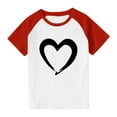 thumbnail image 4 of KyCheLot Kids Boys Girls Short Sleeve Shirt Valentines Day Print Color Block Casual Crewneck T Shirts 3-14 Years, 4 of 7