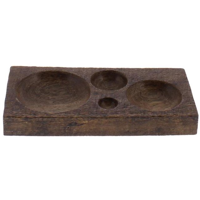Benjara BM237085 Plateau Rectangulaire en Bois avec Design Rond Sculpté&44; Brun