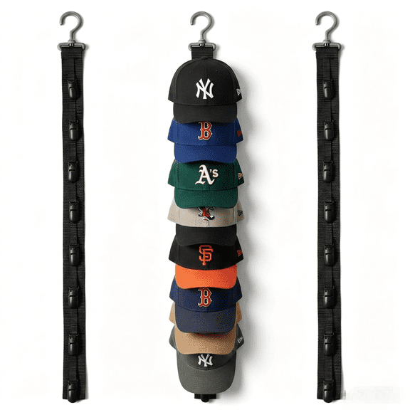 ROSEXIXI hat rack 3 Pack 8 Clips Baseball Cap Rack Durable Nylon Hanging Headwear Holder Space Saving Closet Hat Storage for Baseball Cap Storage Sun Visors Beanies and Accessory Display