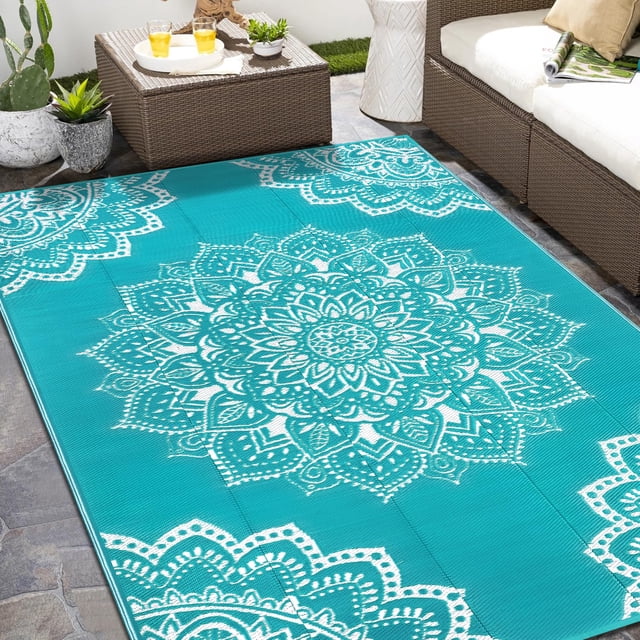 Yamaziot Waterproof Outdoor Rug 6x9 ft, Reversible Plastic Straw Rug for Patio Clearance, Camping, RV Mat, Large Outside Rug Carpet for Por