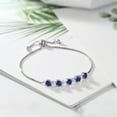 thumbnail image 3 of Gem Stone King 3.34 Ct Round Blue Created Sapphire White Topaz 925 Sterling Silver Tennis Bracelet for Women, 3 of 3