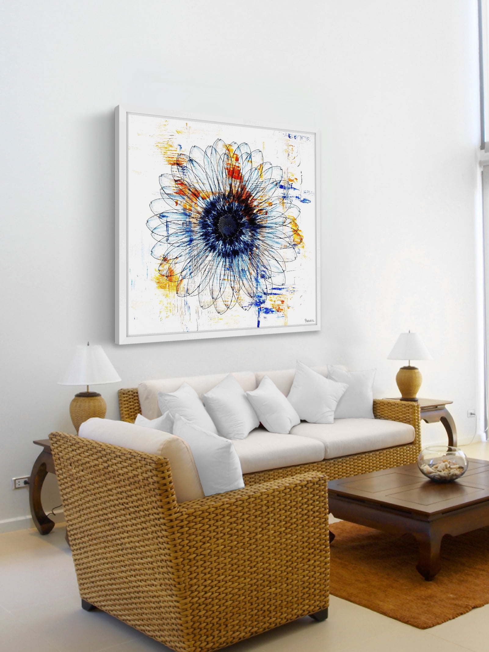 "Stencil Flower" Framed Painting Print
