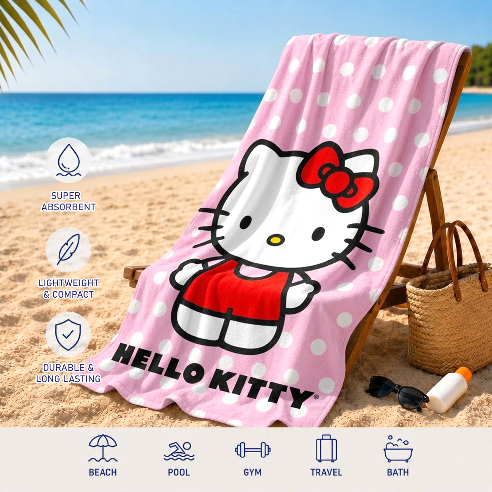 Hello Kitty Beach Towel Set - Bundle with 27x54