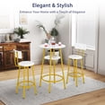 thumbnail image 6 of LEGAHOME Bar Height Dining Set for 2, 3-Piece Round Kitchen Table with Back Support Chairs, 14.17" Wide Seat Stools and Pub Table Set, Small Space Breakfast Pub Table Set, White, 6 of 9
