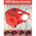 thumbnail image 2 of 150 W Battery Inverter for Einhell 18 V Lithium Ion Battery, DC 18 V to AC 220 V ~ 230 V Voltage Converter with 2 USB & 200 LM LED Work Light Sinus Sine Wave for Einhell 18 V Battery, 2 of 7
