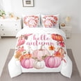 thumbnail image 2 of Manfei Hello Autumn Bedding Comforter Set 7 Pieces for Teens, Cartoon Pink Pumpkin Full Bedding Set, Happy Harvest Fitted Sheet Flat Sheet, Lightweight Room Decor, 2 of 7