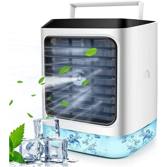 PROOCI Portable Air Conditioner Cooling Fan-3 Speeds 7 Colors Mini AC Unit with Rechargeable USB-Personal Water Evaporative Humidifier-Swamp Cooler for Small Room, Bedroom, Office, Home Desktop