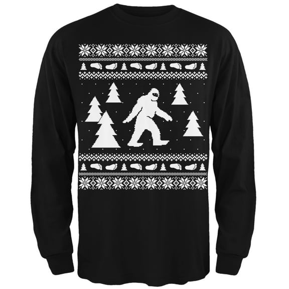 Old Glory Mens Sasquatch Ugly Christmas Sweater Long Sleeve T Shirt