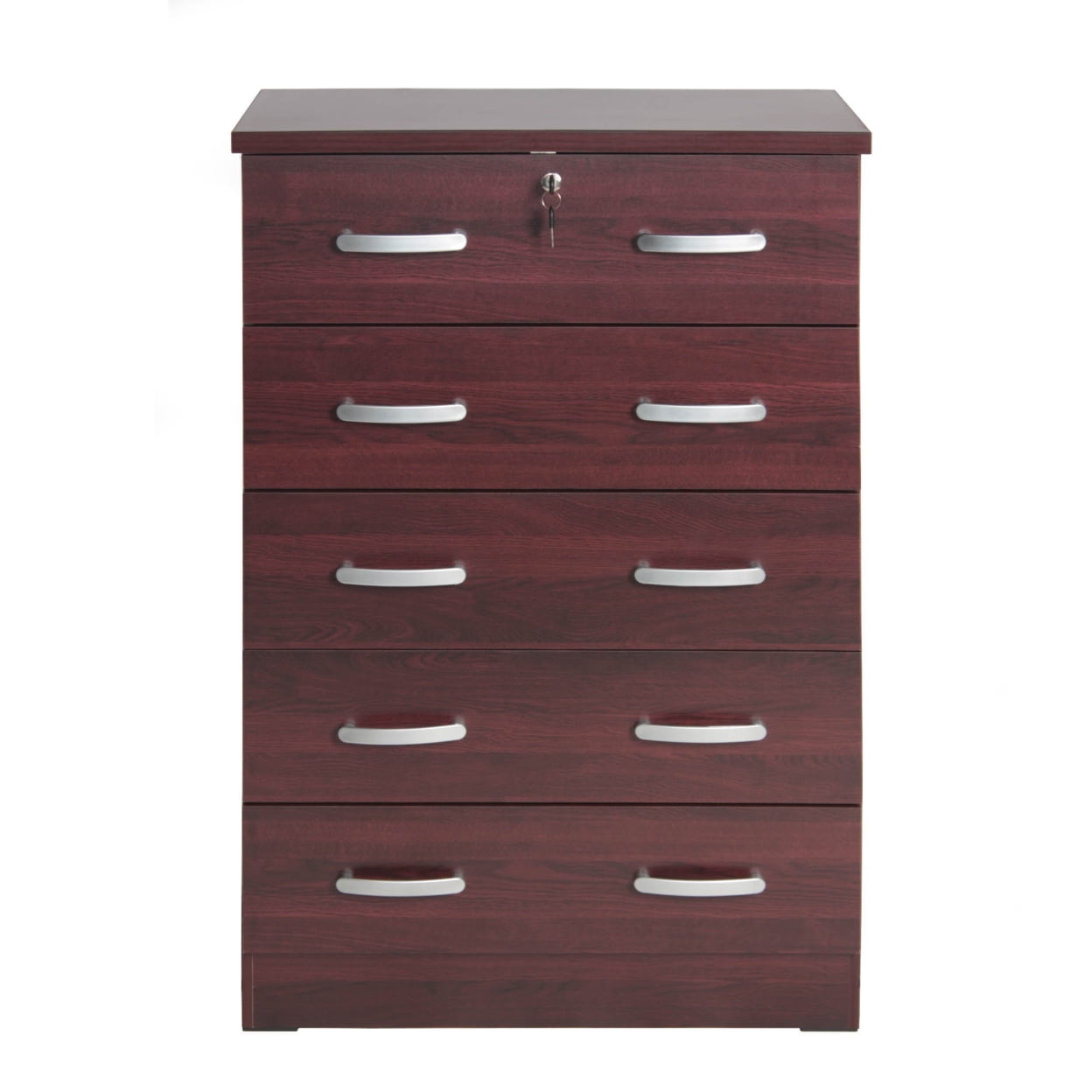 Home Furniture Cindy 4 Drawer Chest Wooden Dresser with Lock - Black