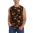 thumbnail image 2 of Fotbe Men's Halloween With Pumpkins Print Men's Sleeveless Muscle Tank Tops Casual T-Shirts for Gym Workout Beach-X-Large, 2 of 8