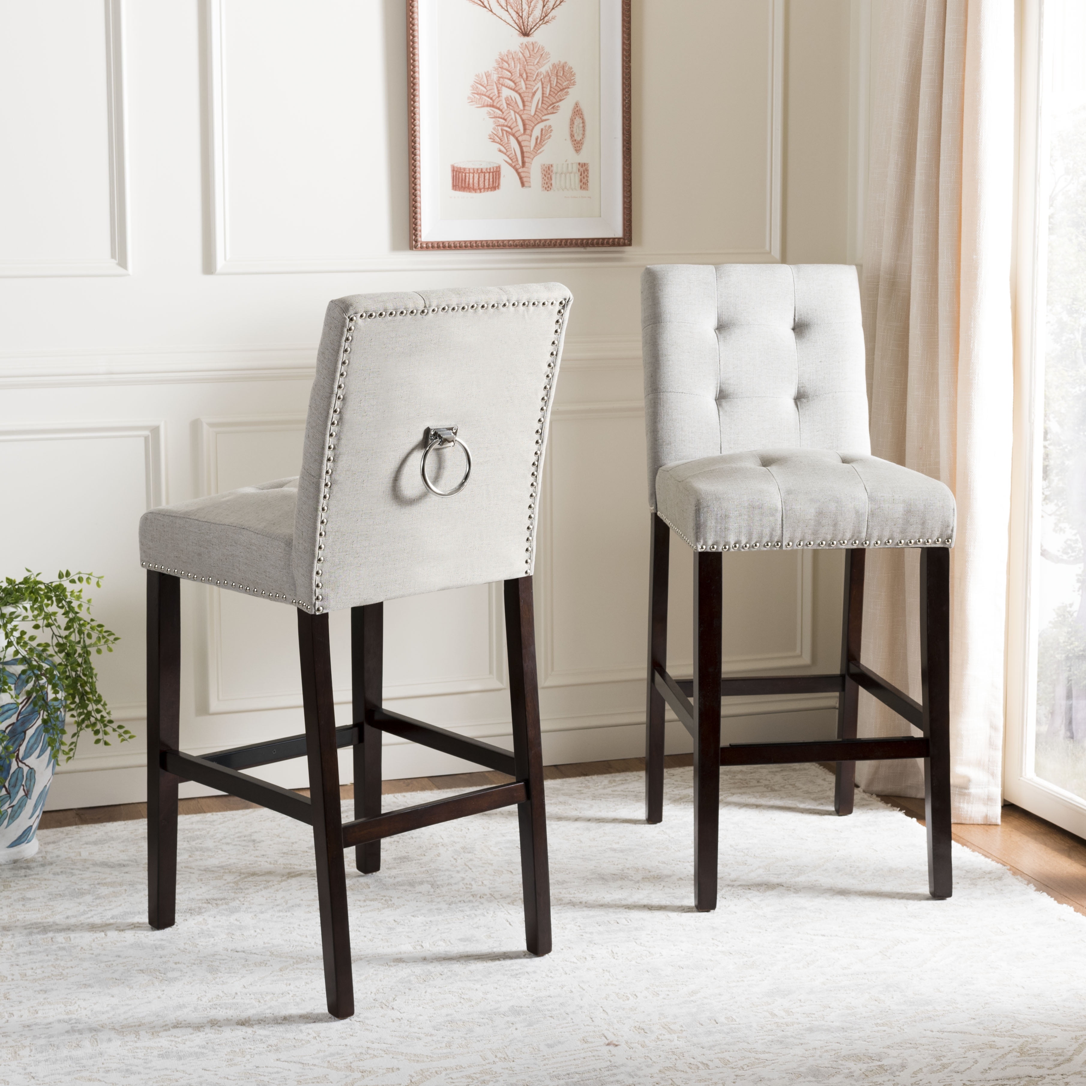 Safavieh Nikita 30.5 in. H Modern Bar Stool with Ring, Set of 2