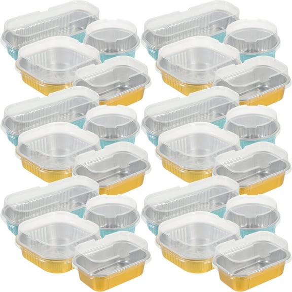40-Pack Disposable Aluminum Foil Baking Pans with Lids, Oven Safe Cake and Pudding Pans for Cooking, Baking, and Food Storage