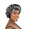 thumbnail image 4 of Stay On Satin Edge Bonnet Womens Hair Wrap for Sleeping, Black, 1 Ea, 4 of 5