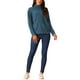 thumbnail image 2 of Suéter de mujer Inspire Chic con cuello alto, de manga larga, tejido, pullover básico de otoño e invierno, talla S, azul profundo, 2 of 5