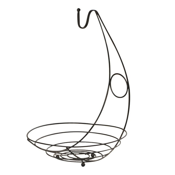 Wovilon Fruit Basket Bowl with Banana Tree Hanger, Vegetables Storage Snacks holder Rack Bread Stand-Bronze