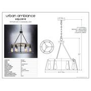 Urban Ambiance Luxury Industrial Chandelier, Large Size: 24H x 24.5W, with Vintage Style Elements, Ash Black Finish, UQL2810 from the Bergen Collection