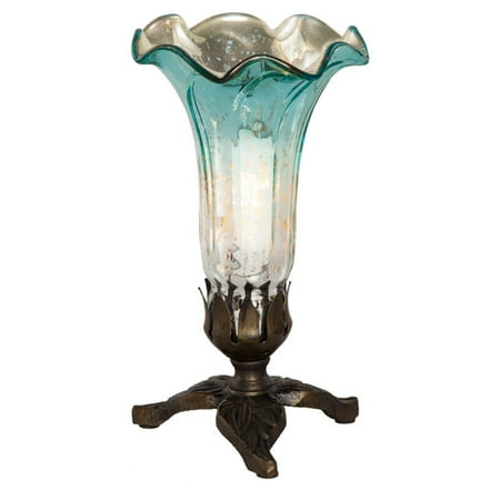 - River of Goods Hand Blown Mercury Glass Lily Lamp with Leaf Base