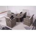thumbnail image 5 of Direct Wicker 4 Seat Round Gas Fire Pit Dining Table with Rattan Chairs-Grey, 5 of 6