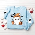 thumbnail image 4 of Uootdi Halloween Sweatshirts for Women Long Sleeve Crew Neck Ghost Pumpkin Bat Sleeve Print Womens Graphic Tees Oversized Fit Spooky Season Trick Or Treat Soft Cozy Womens Pullover Tops Gift, 4 of 7