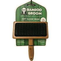 Paws & Alcott BG SSLICK LG Bamboo Soft Slicker Brush with Stainless Steel Pin, Tan & Black - Large