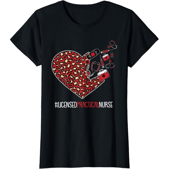 Licensed Practical Nurse Graduation Cute Heart Leopard LPN T-Shirt