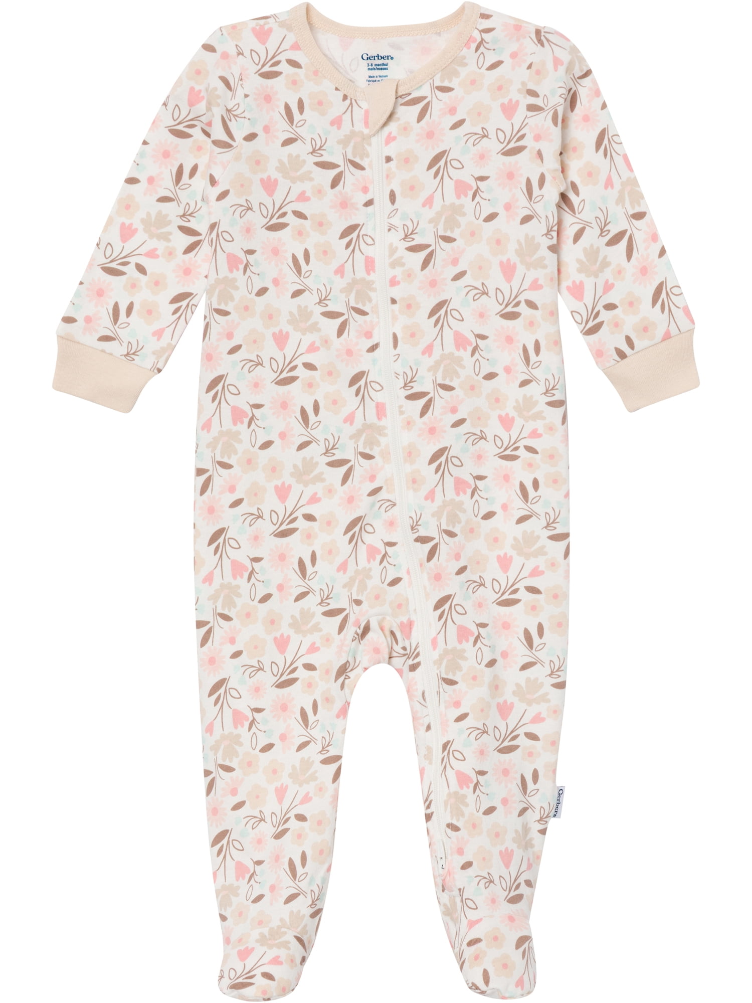 Gerber Baby Neutral Sleep N´ Play 2-Way Zipper Footed Pajamas, 4-Pack, Sizes, Newborn - 6/9 Months
