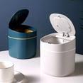 thumbnail image 2 of Plastic Mini Trash Can with Lid - 2 L Pop Up Wastebasket for Bathroom Vanity, Desktop, Tabletop or Coffee Table - Dispose of Cotton Rounds, Makeup Sponges, Tissues (Grey), 2 of 9