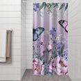 thumbnail image 2 of Purple Butterfly Flower Butterfly Pattern Shower Curtain 36"x72" ,Bathroom Decorative Shower Curtains Set with 12 Hooks,Modern Waterproof Washable Shower Curtain, 2 of 6
