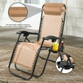 thumbnail image 6 of FlexWave Outdoor Reclining Lounge Chair Set, Zero Gravity Chairs,1 Piece/Set or 2 Piece/Set,with Headrest & Cup Holder, Foldable,for Lawn, Poolside, Beach, Camping, 6 of 8