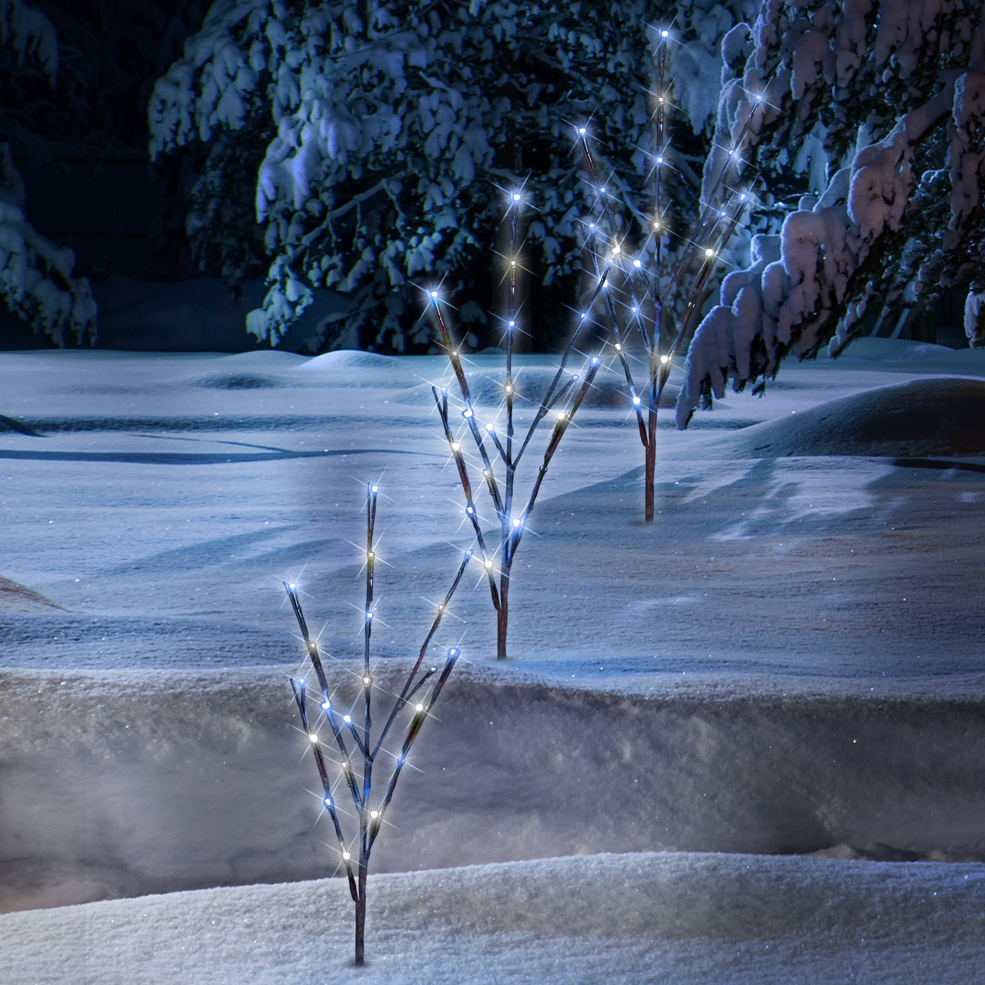 Holiday Time Set of 3 Twinkle Stakes Light, Blue/ Cool White