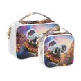 thumbnail image 2 of Puppet Bear Flowers Houses Clear Cosmetic Bags with Handles PVC Toiletry Bags Zipper Waterproof Portable for Traveling 2 Pcs, 2 of 7